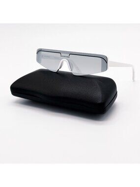NEW BALENCIAGA BB0003S 002 SUNGLASSES WHITE RECTANGLE UNISEX EYEWEAR BALENCIAGA